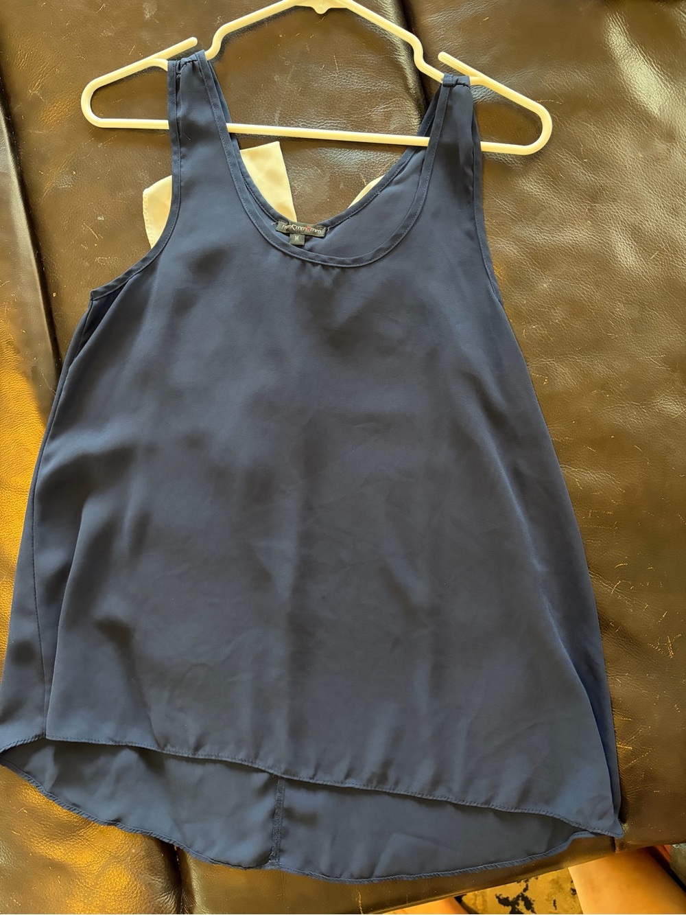 Women's Navy Blue Sleeveless Shell Top with White Bow